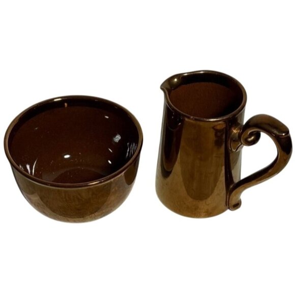 Vintage Gibsons Copper Lustre Creamer & Sugar Bowl Set - Picture 2 of 16